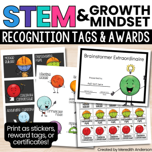 2-STEM and Growth Mindset Recognition Tags and Awards - meredith anderson